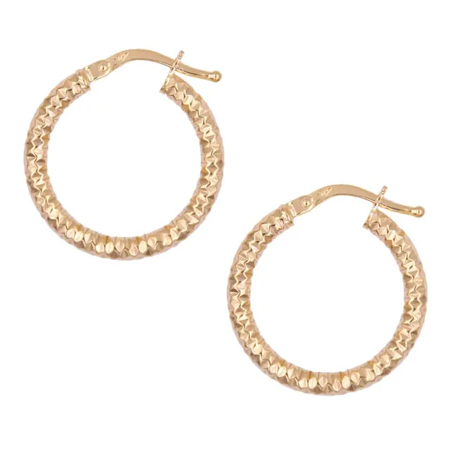 L'Atelier d'Azur Créoles Diamantées boucles d'oreilles or jaune 2cm