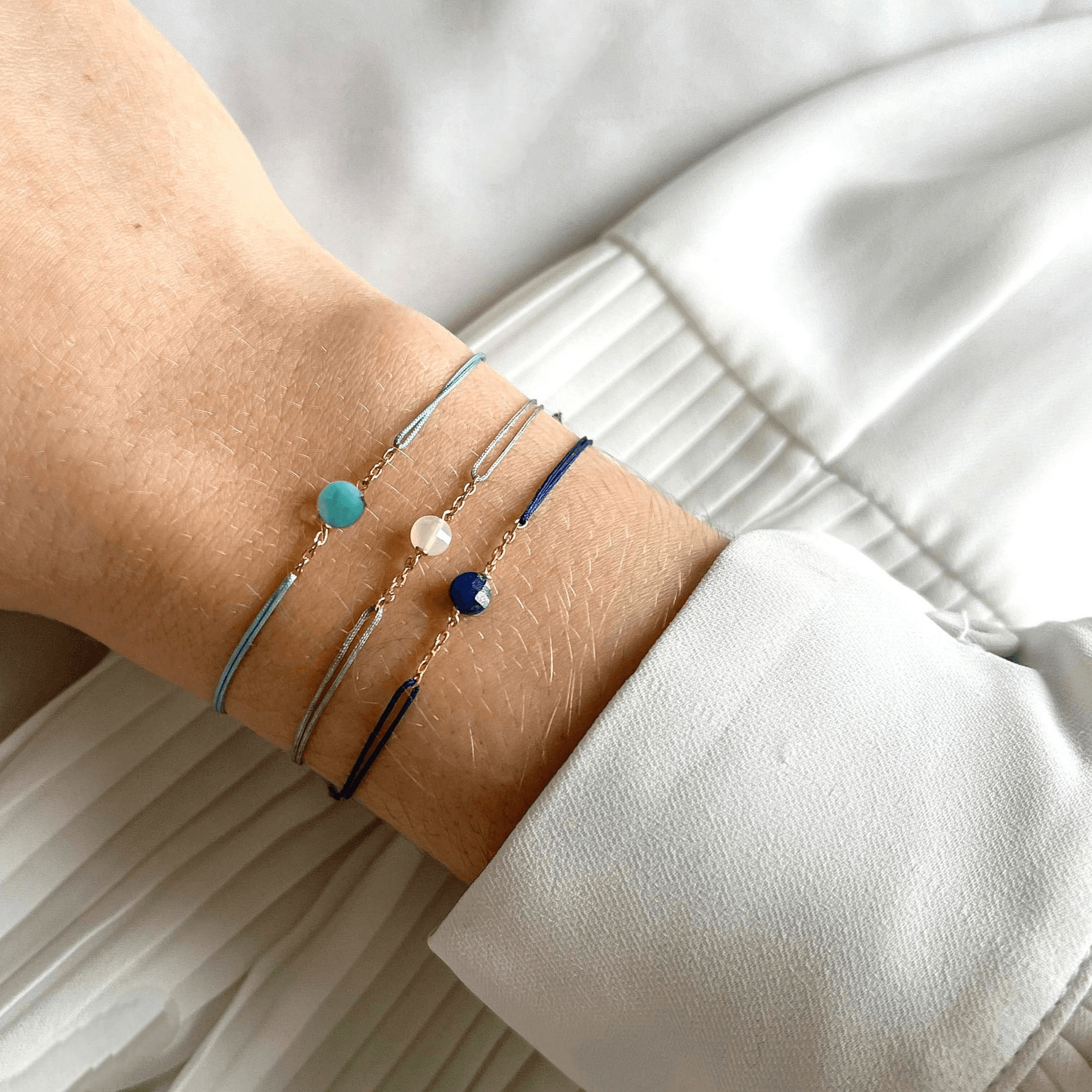 Ô PLUM Cordon mini Émeraude bracelet plaqué or
