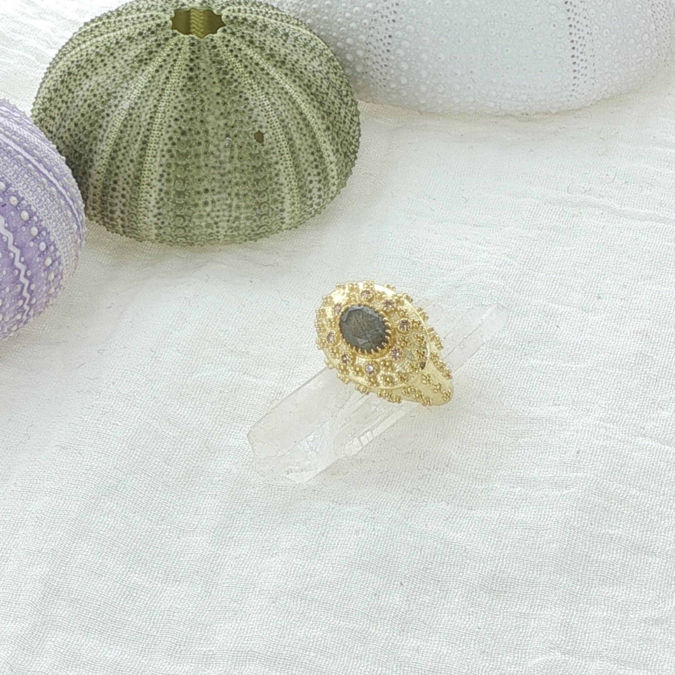 Leticia Ponti Eva bague plaqué or topaze taille 52