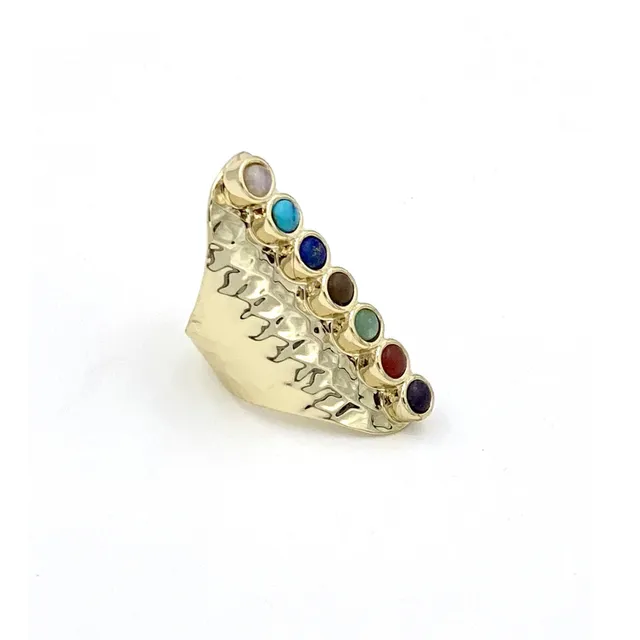 HYPNOCHIC Chakra bague 7 pierres dorée ajustable