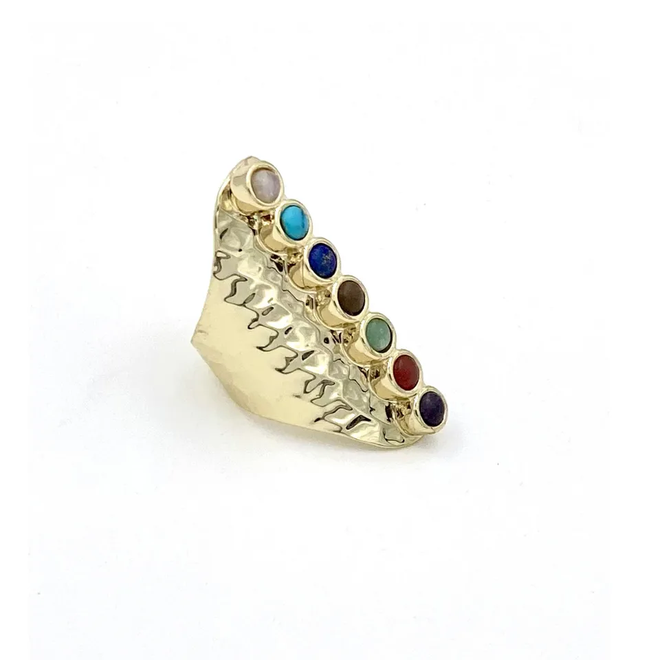 HYPNOCHIC Chakra bague 7 pierres dorée ajustable