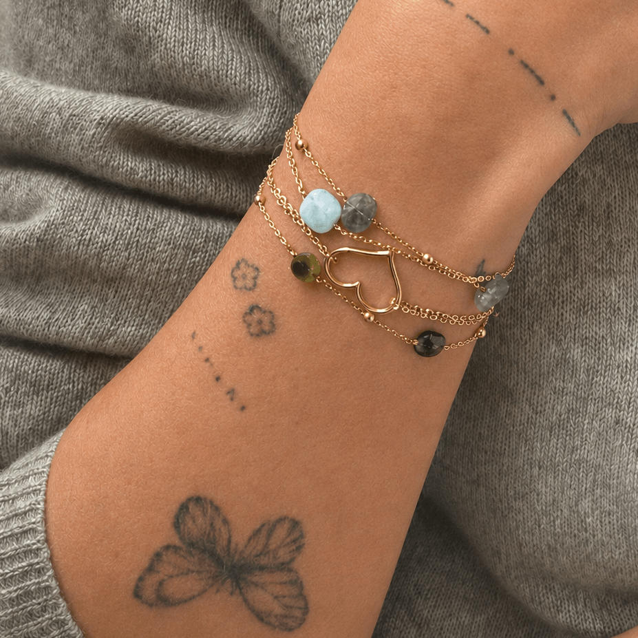 Ô Plum Ena bracelet coeur plaqué or chaîne double