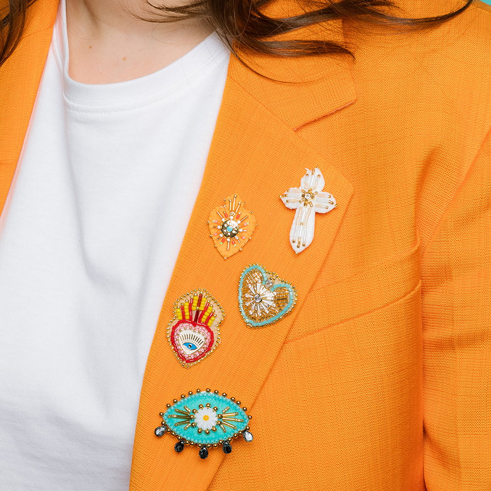 HYPNOCHIC Accessoires Broche Feutrine Perles Attache Dorée