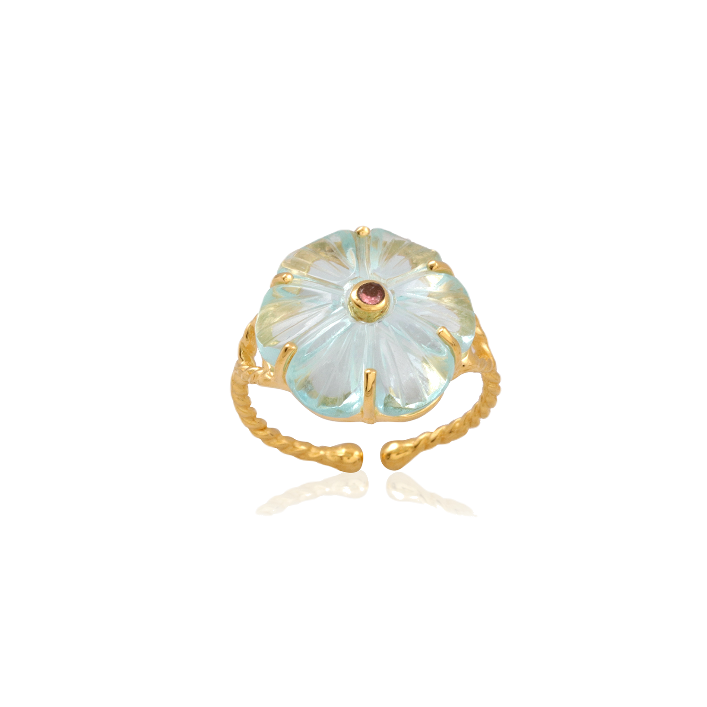 Leticia Ponti Iris bague fleur cristal apatite verte ajustable