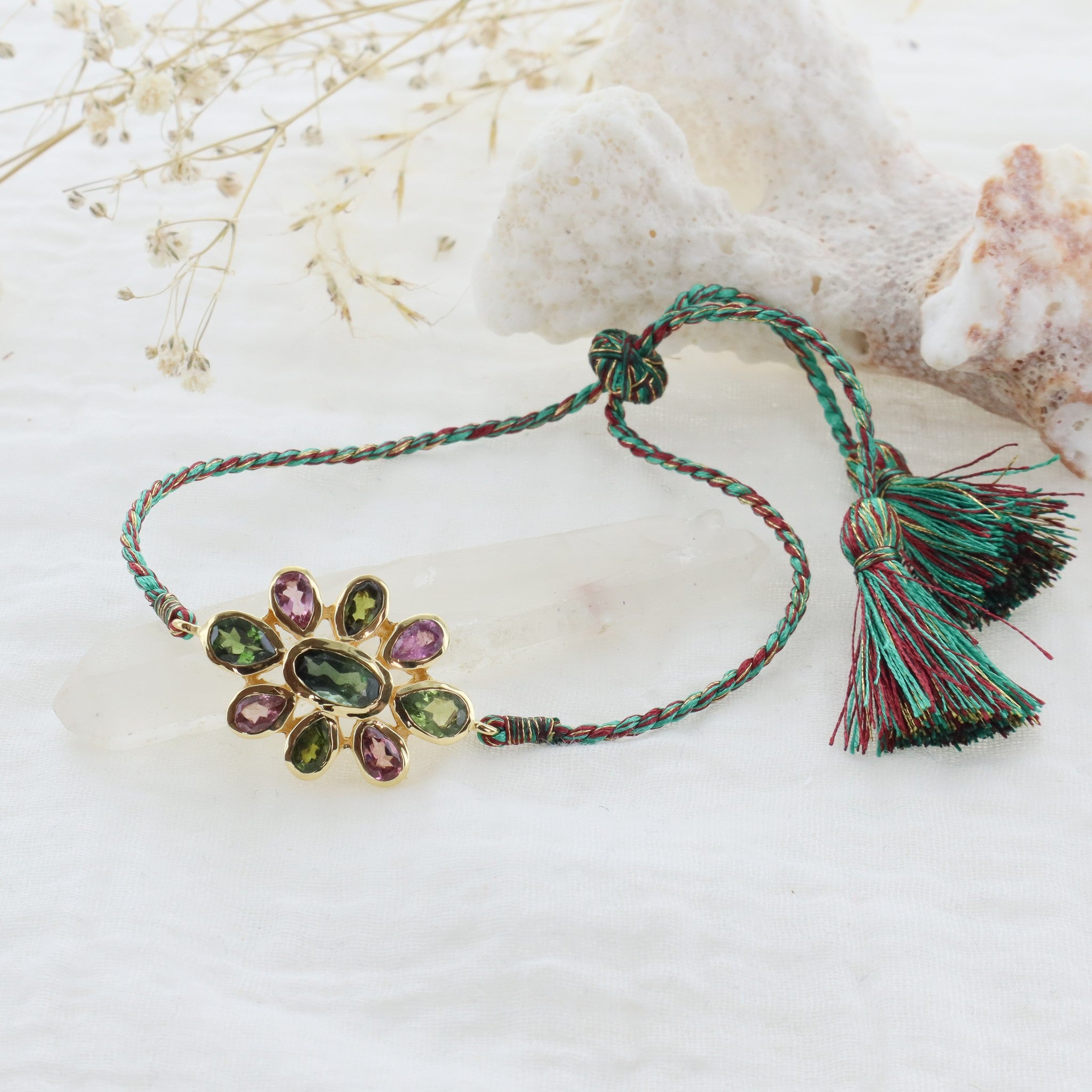 Leticia Ponti Lily bracelet cordon Multi-pierres plaqué or