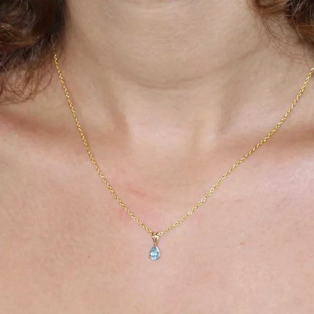 L'Atelier d'Azur Pendentif Topaze Bleue Goutte Or Collier Femme