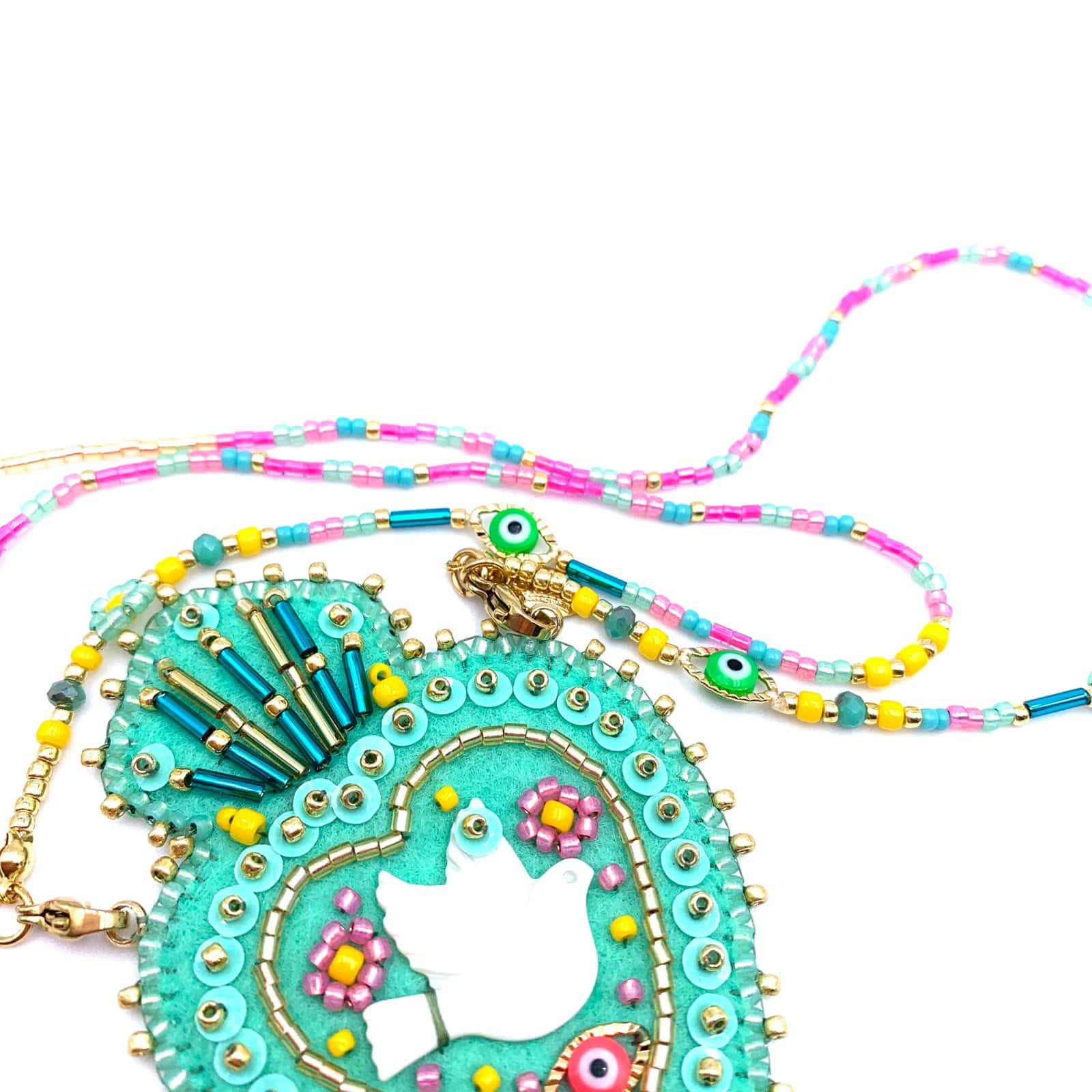 Hypnochic Greta sautoir Ex Voto pendentif feutre perles
