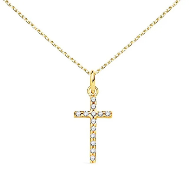L'Atelier d'Azur Médaille Croix collier or 18 carats zirconiums
