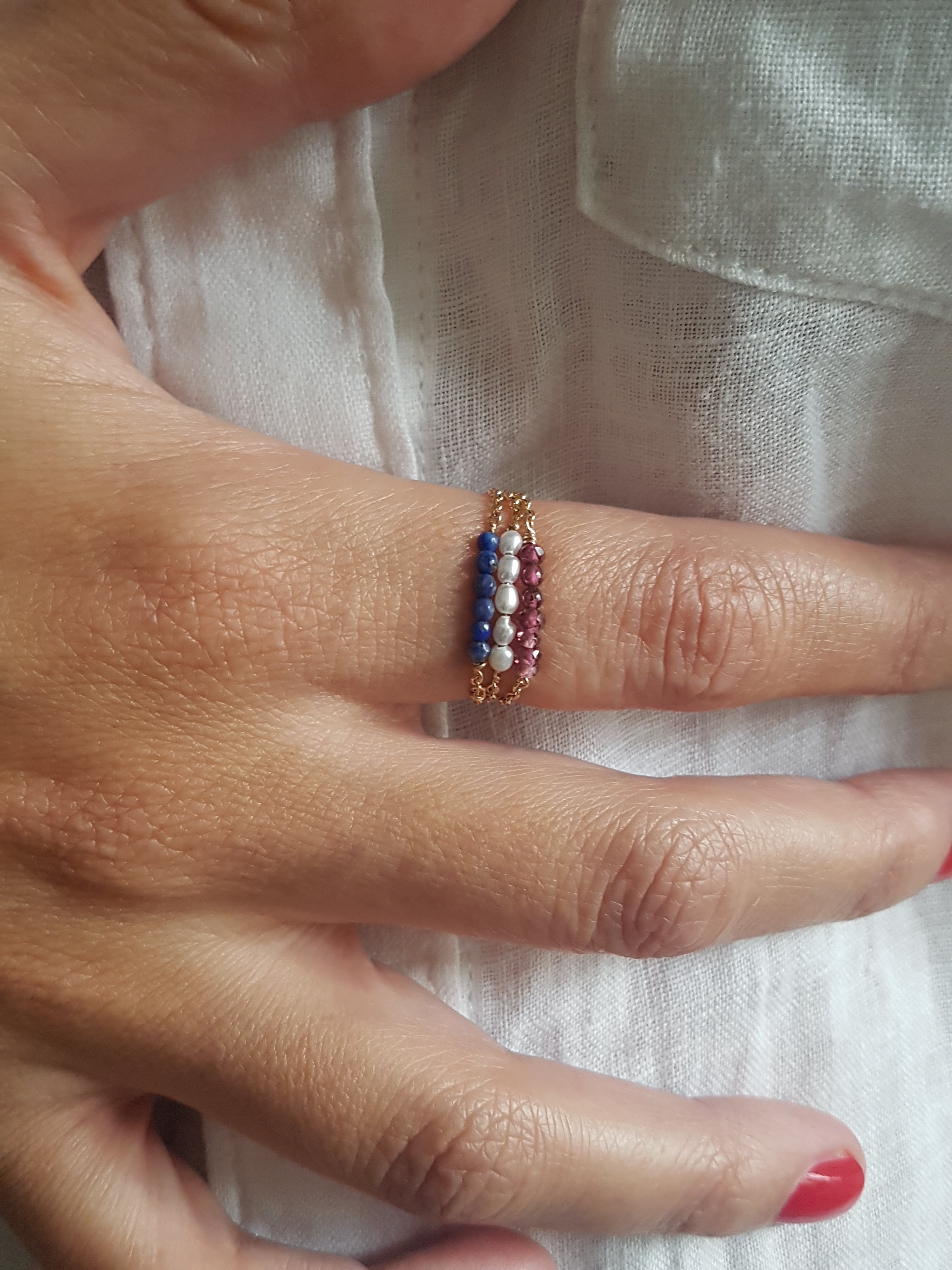 Ô Plum Gina bague lapis-lazuli plaqué or taille 52