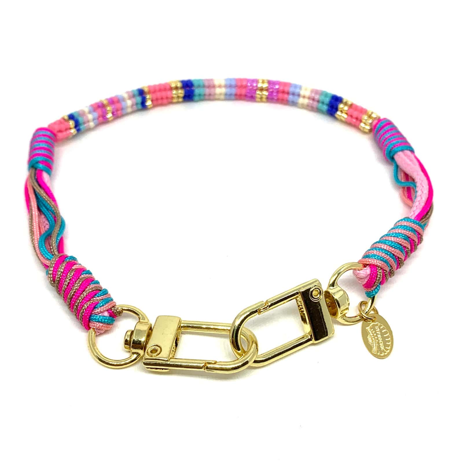 Hypnochic Hebi cordon téléphone tressé rose fluo 27 cm