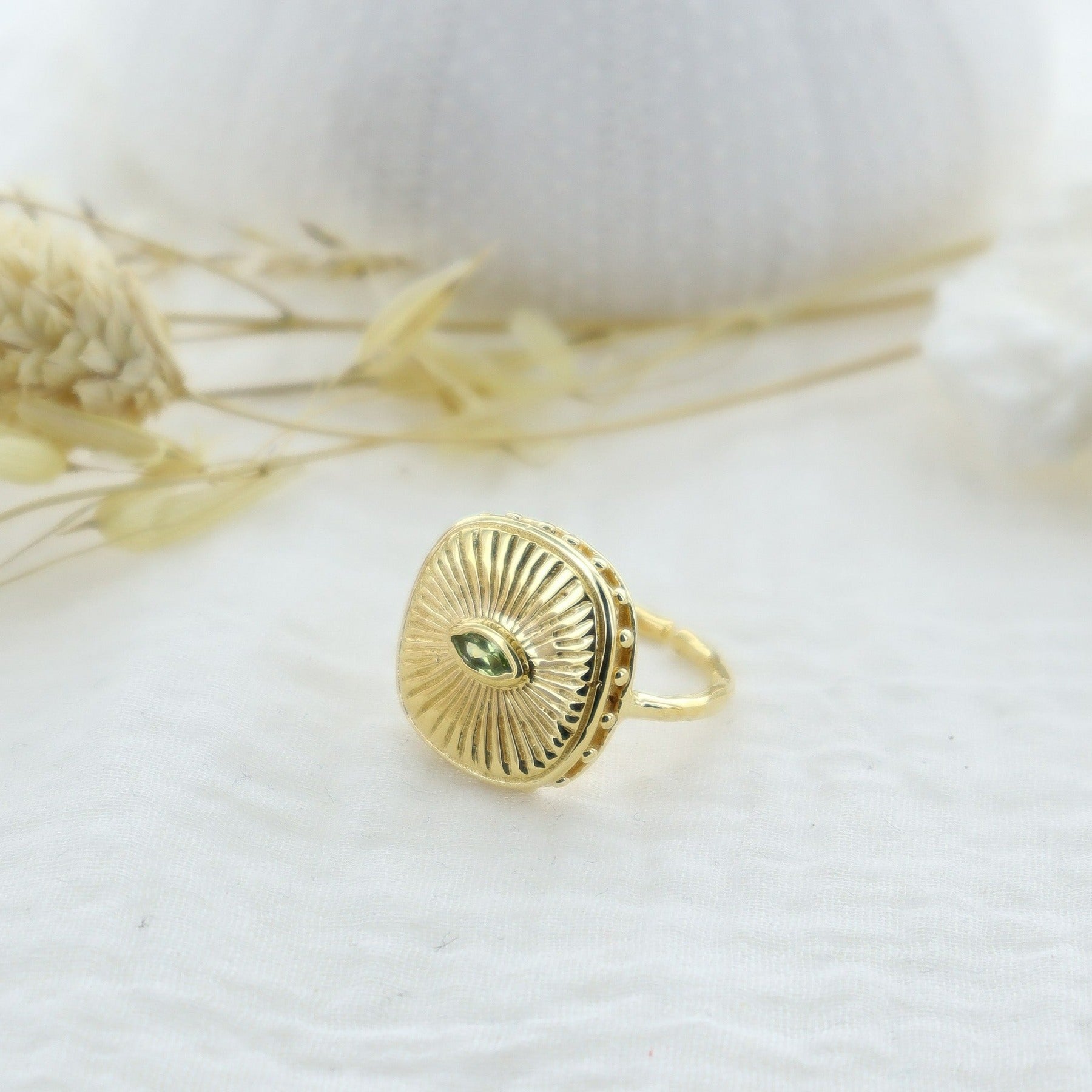 Leticia Ponti Œil bague améthyste ajustable plaqué or
