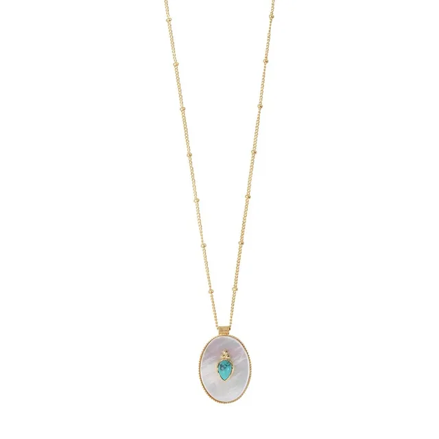 Leticia Ponti Marla sautoir plaqué or turquoise