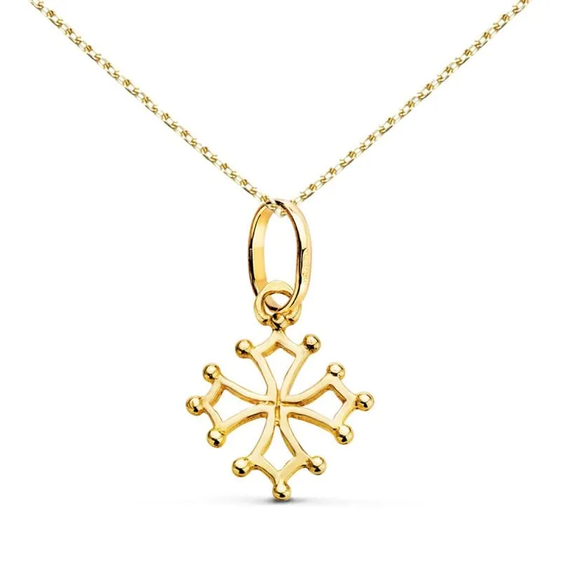 L'Atelier d'Azur Médaille Croix Occitane collier or jaune 18 carats