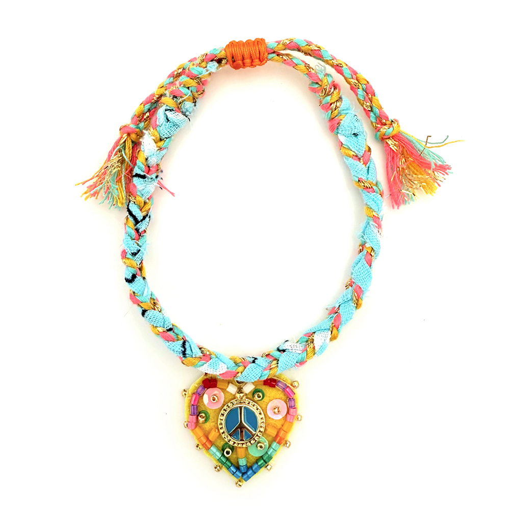 Hypnochic Peace bracelet bandanas tressé cœur ajustable