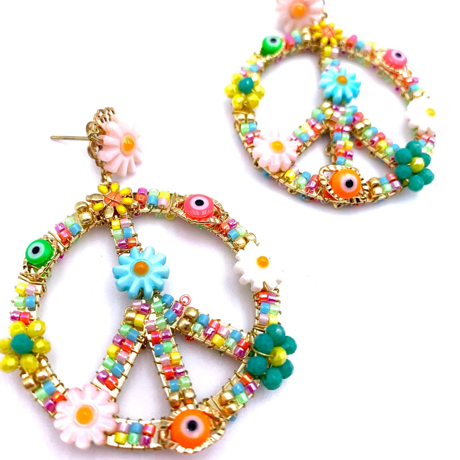 Hypnochic Baby Peace Flower boucles pendantes Miyuki 4 cm