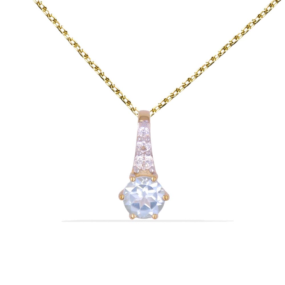L'Atelier d'Azur Pendentif Topaze Bleue Zirconiums collier or jaune
