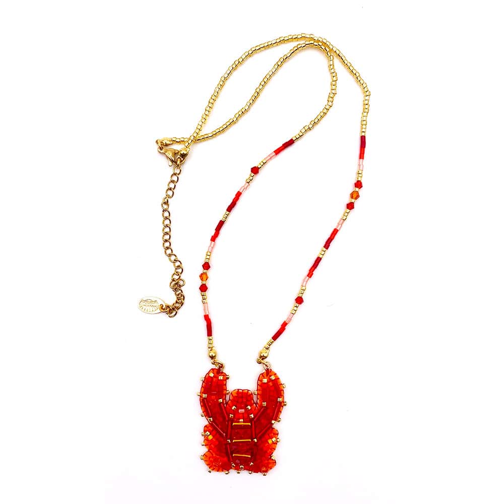 HYPNOCHIC Homard collier perles rouges fantaisie