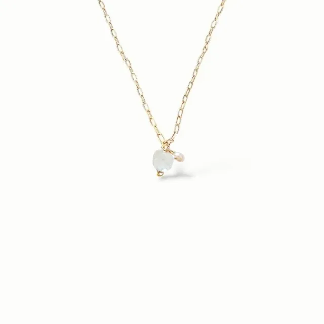 Ô PLUM INES collier Pierre de Lune plaqué or 42 cm perle
