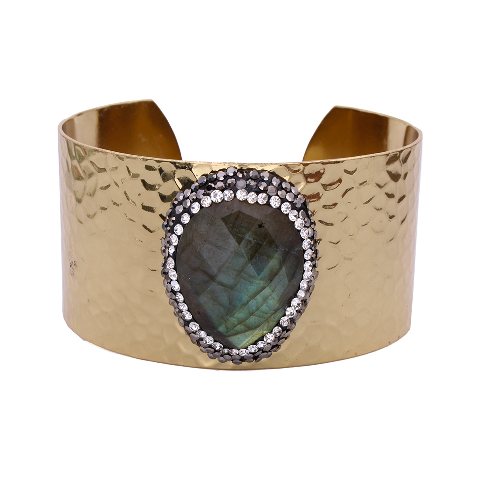 Hypnochic Bracelets Jonc Strass Pierre doré martelé