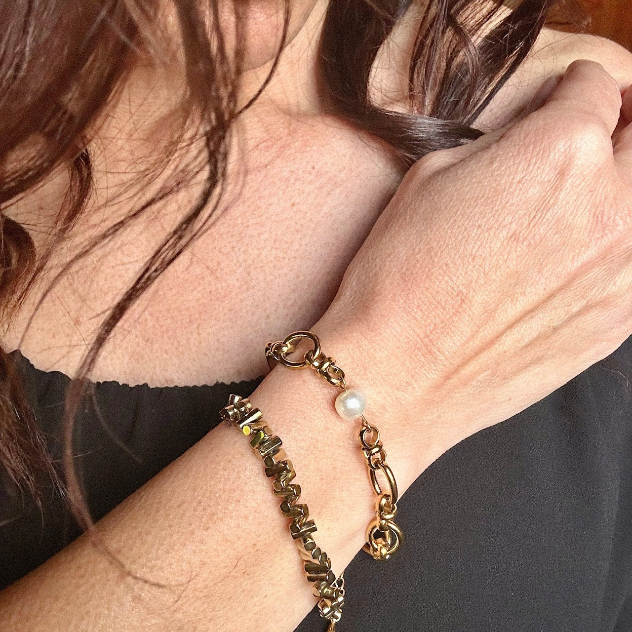 MAD SO CREATION Cassandra bracelet perle eau douce 17 cm acier