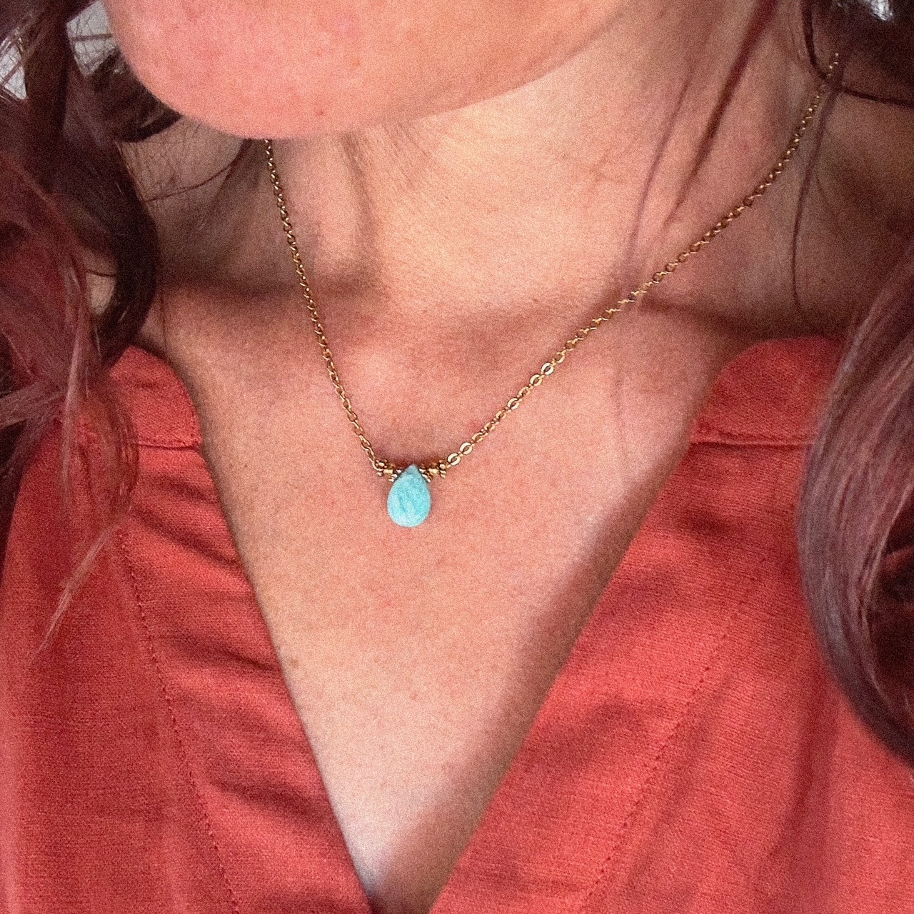 MAD SO CREATION Amazone collier pendentif amazonite goutte