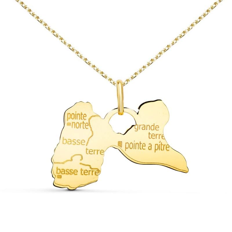 L'Atelier d'Azur Pendentif Ile de la Guadeloupe Or 750 + Chaîne Offerte