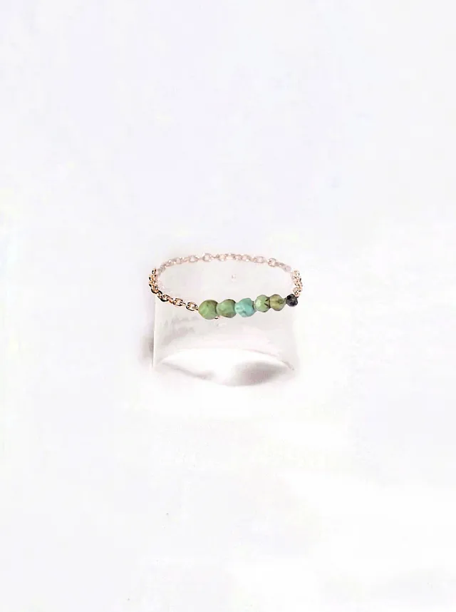 Ô PLUM Gina bague chaîne turquoise taille 52 plaqué or