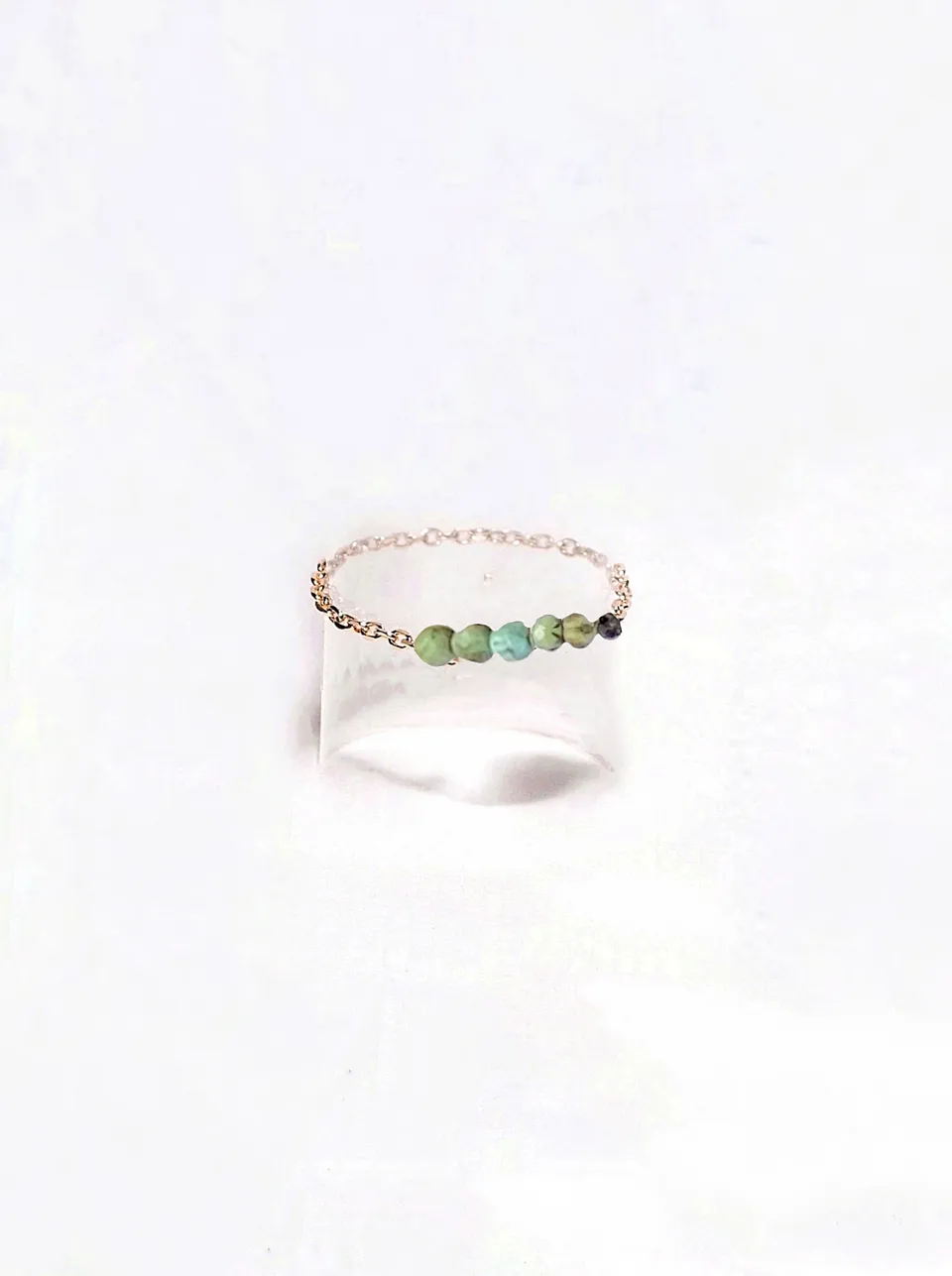 Ô PLUM Gina bague chaîne turquoise taille 52 plaqué or