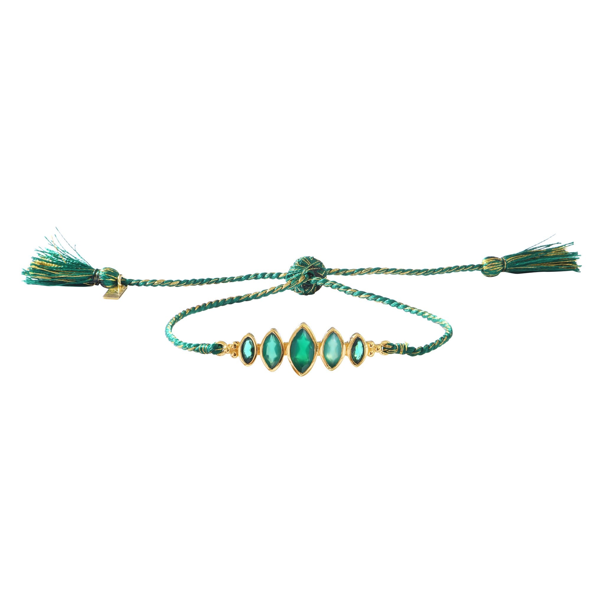 Leticia Ponti Betsy bracelet cordon agate verte plaqué or