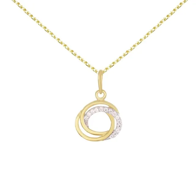 L'Atelier d'Azur Collier Anneaux Enlacés or jaune zirconiums