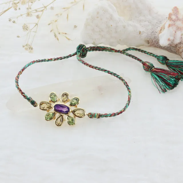 Leticia Ponti Lily bracelet cordon Multi-pierres plaqué or