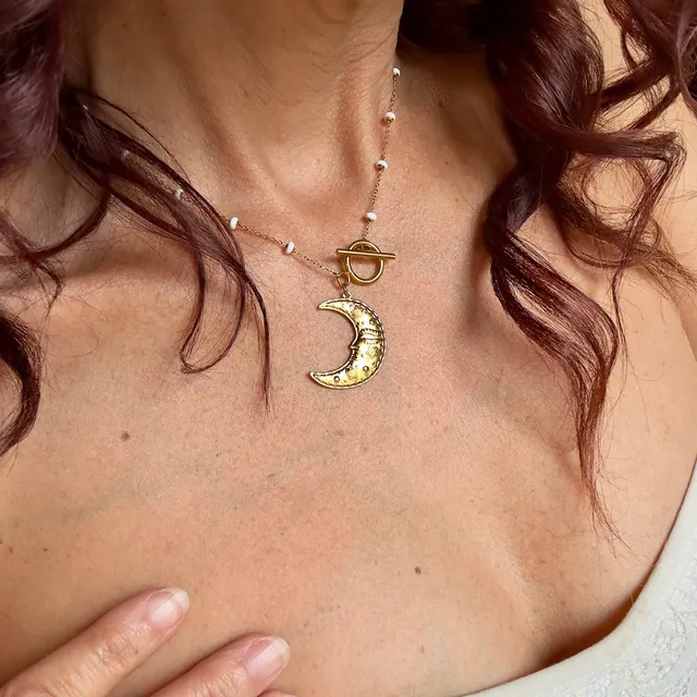 Mad So Creation Mahina collier lune dorée acier 40,5 cm