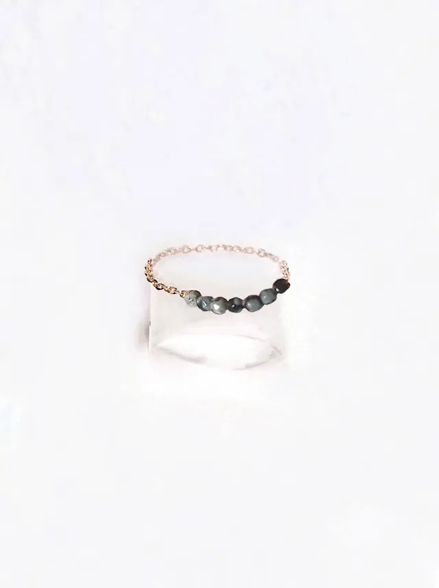 Ô Plum Gina bague jaspe noir plaqué or barrette