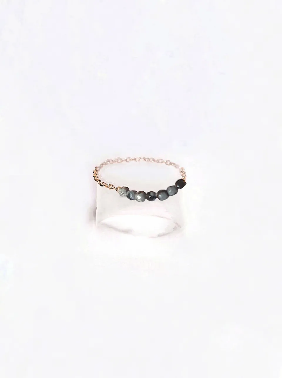 Ô Plum Gina bague jaspe noir plaqué or barrette