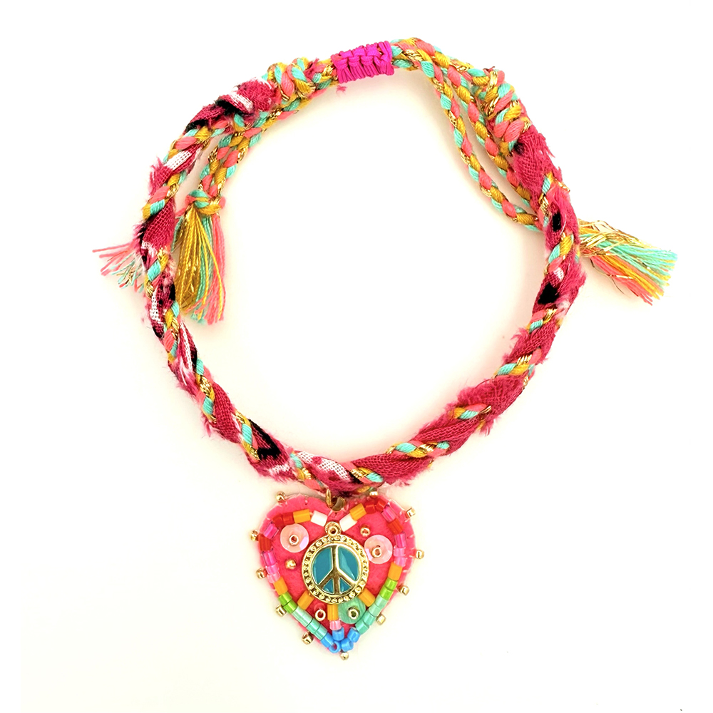 Hypnochic Peace bracelet bandanas tressé cœur ajustable