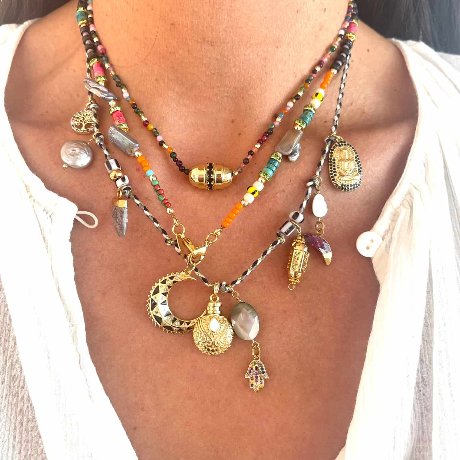 HYPNOCHIC Occhi collier fantaisie 3 rangs perles