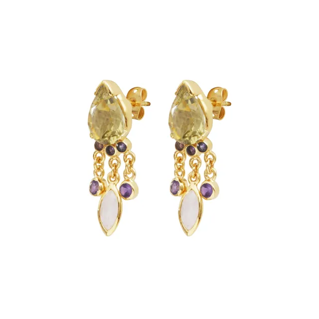 Leticia Ponti Mady boucles d'oreilles quartz lemon