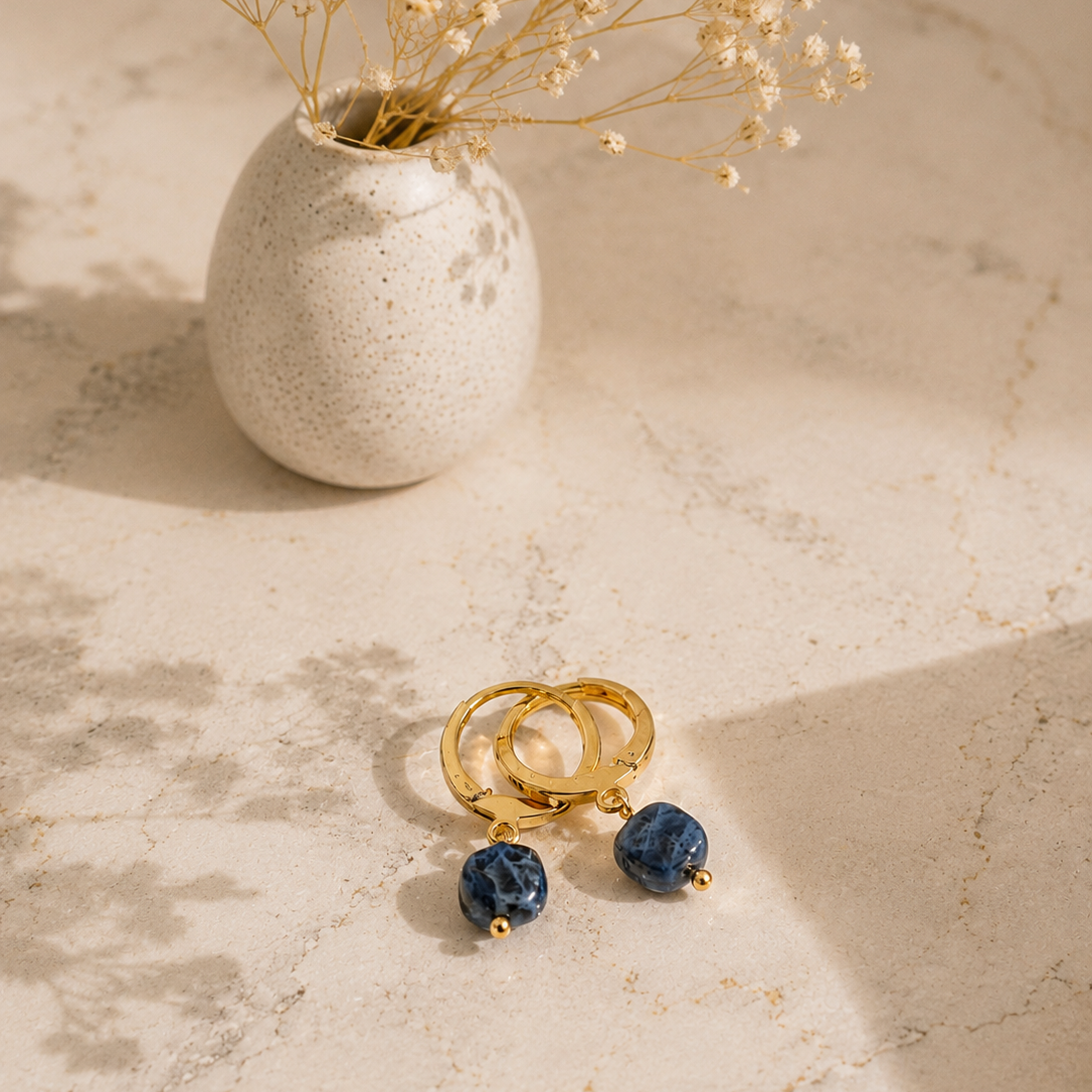 Ô Plum Charlie boucles créoles sodalite plaqué or