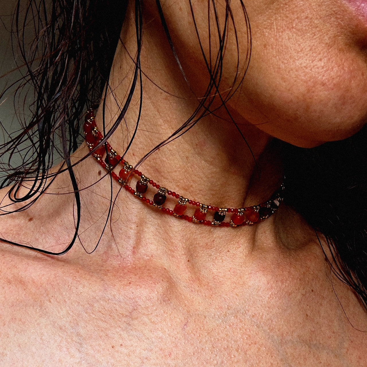 Mad So Creation Mira choker agate rouge 32,5cm