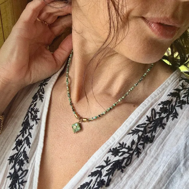 MAD SO CREATION Gaïa collier turquoise africaine bohème