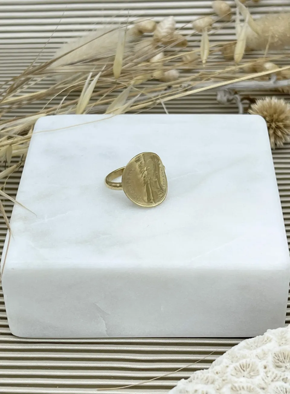 Le P’tit Franc Bague 1/2 Penny bague pièce anglaise Elizabeth II plaqué or