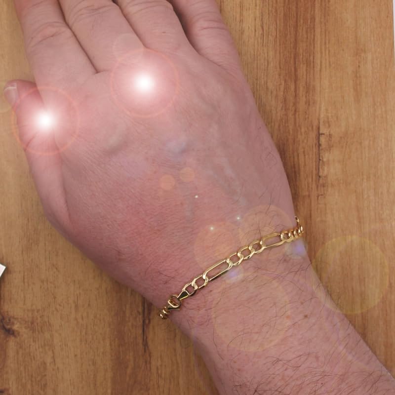 L'Atelier d'Azur Bracelet Or Jaune Figaro 1+3 homme 21cm
