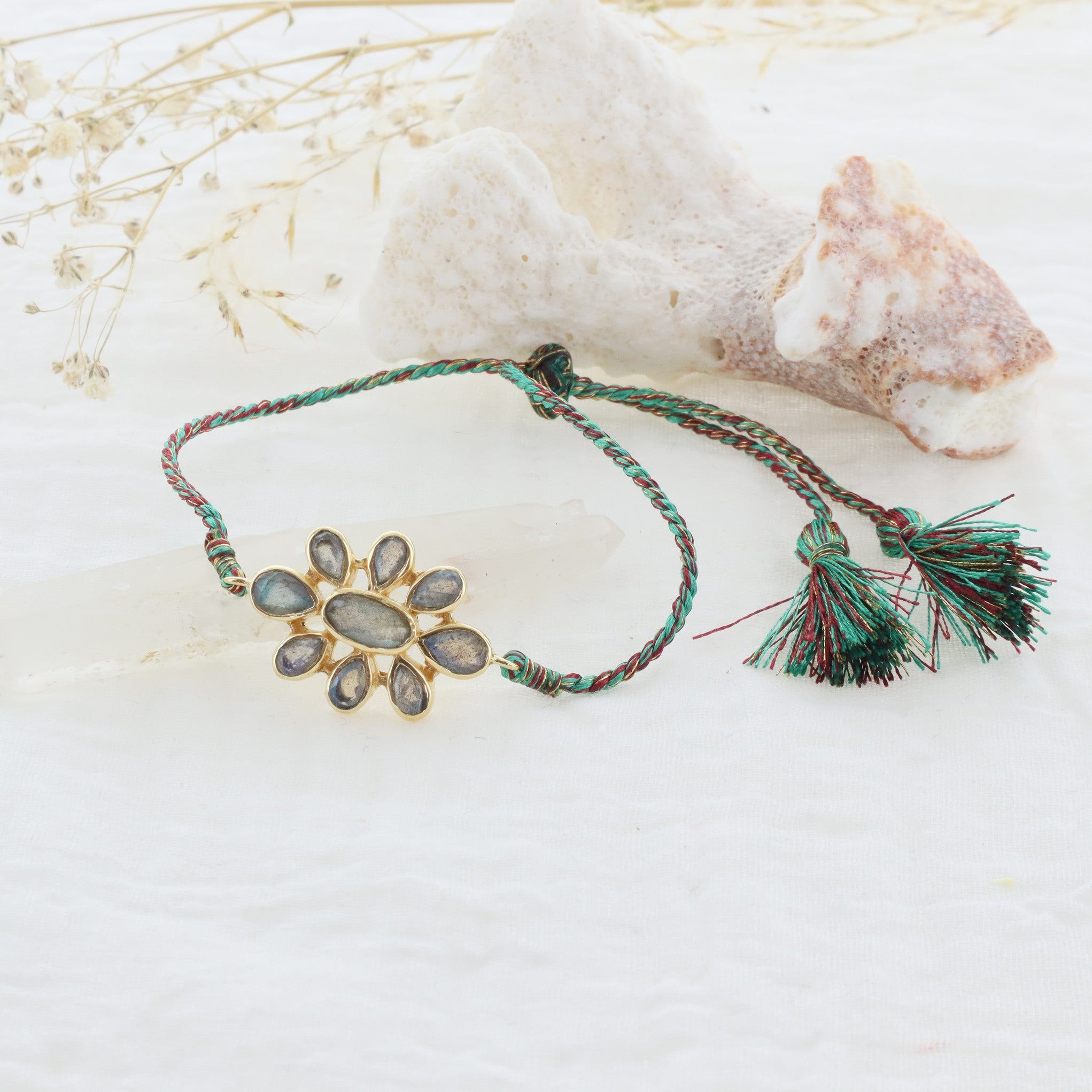Leticia Ponti Lily bracelet cordon Multi-pierres plaqué or
