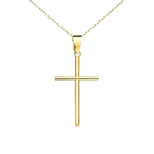 L'Atelier d'Azur Médaille Croix or jaune 18 carats avec chaîne