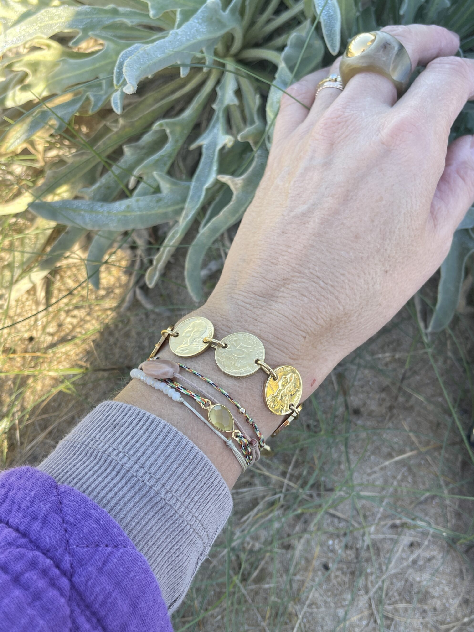 Le P’tit Franc Révolution bracelet 5 centimes plaqué or 18 cm