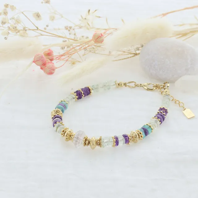 Leticia Ponti Lana bracelet améthyste perles plaqué or