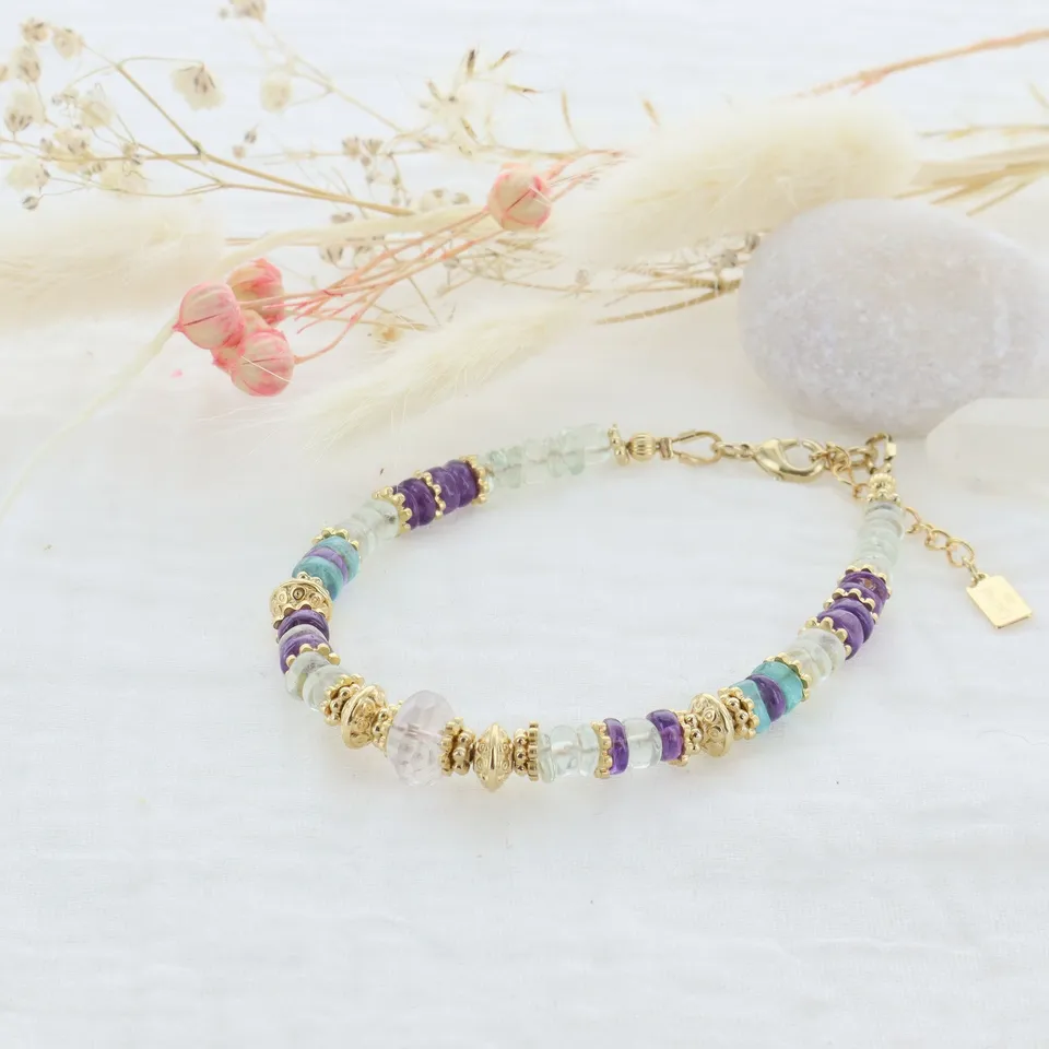 Leticia Ponti Lana bracelet améthyste perles plaqué or