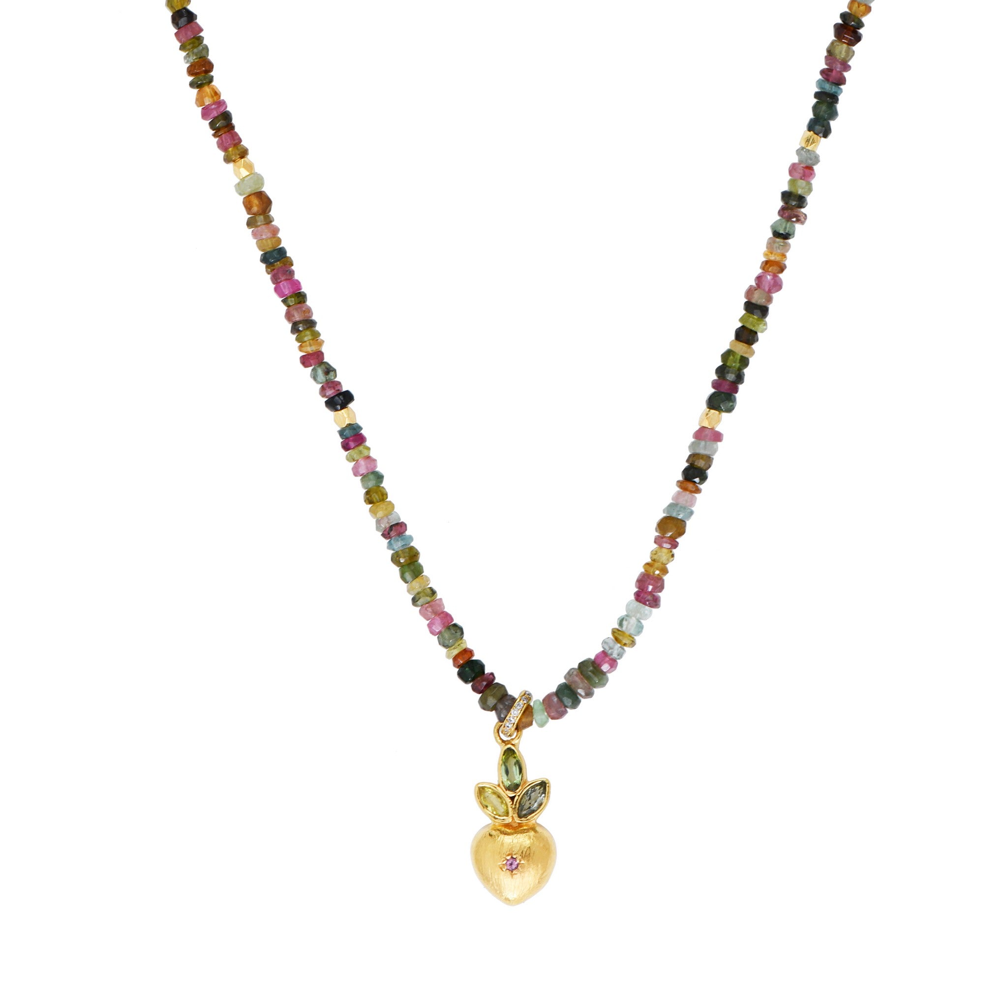 Leticia Ponti Ras de cou Choker Heart Tiny collier tourmaline 38 cm
