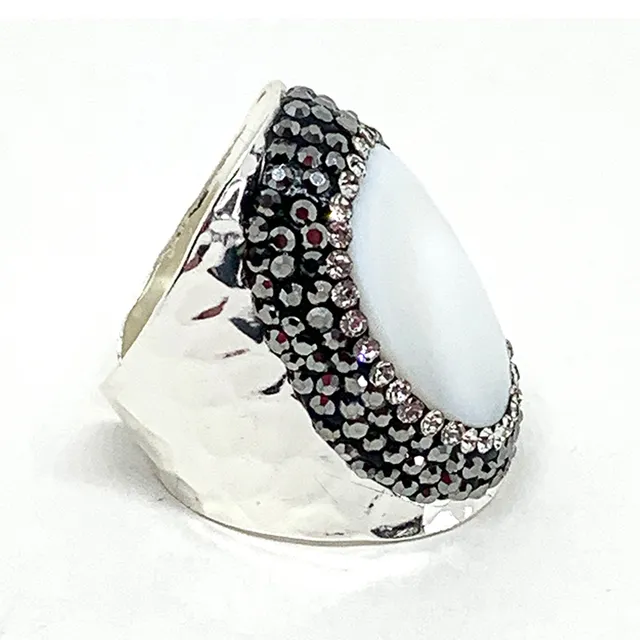 Hypnochic Strass bague nacre blanche ajustable