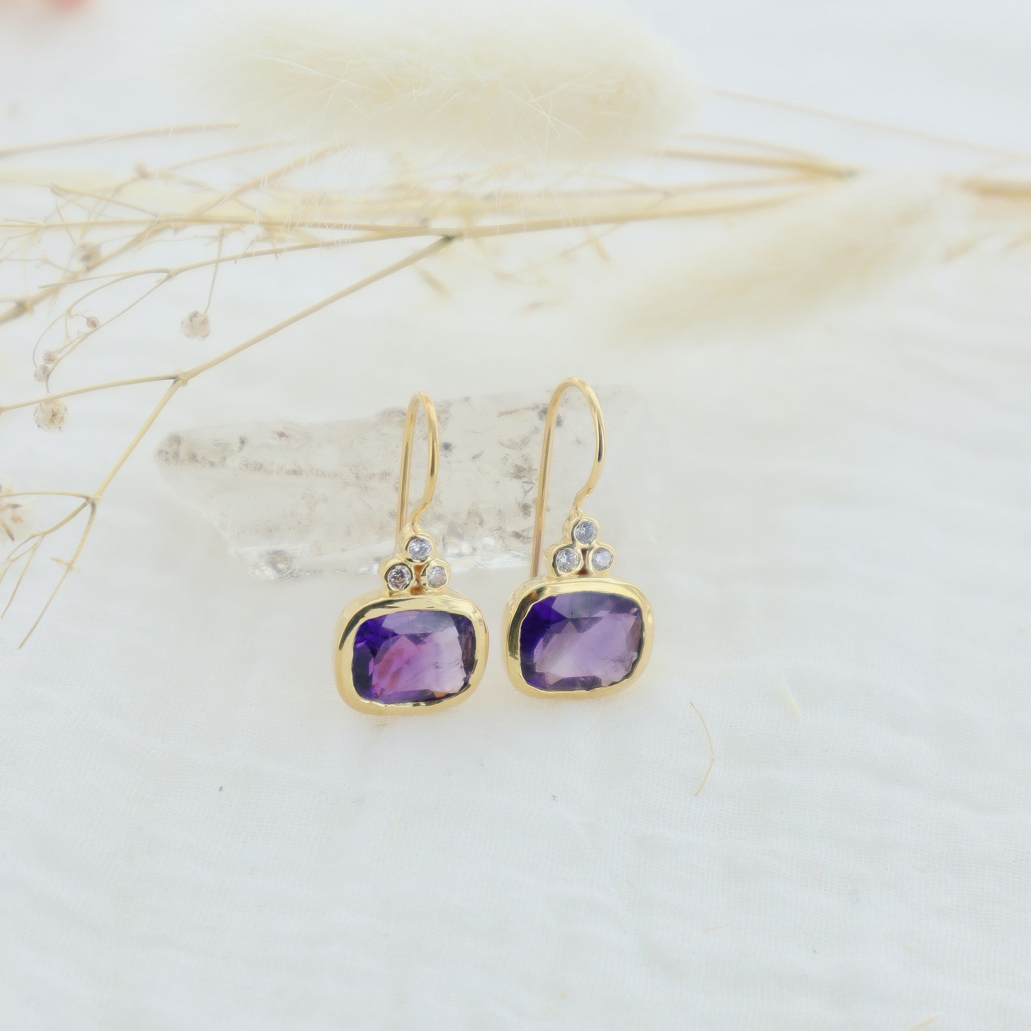 Leticia Ponti Lise boucles d'oreilles améthyste plaqué or